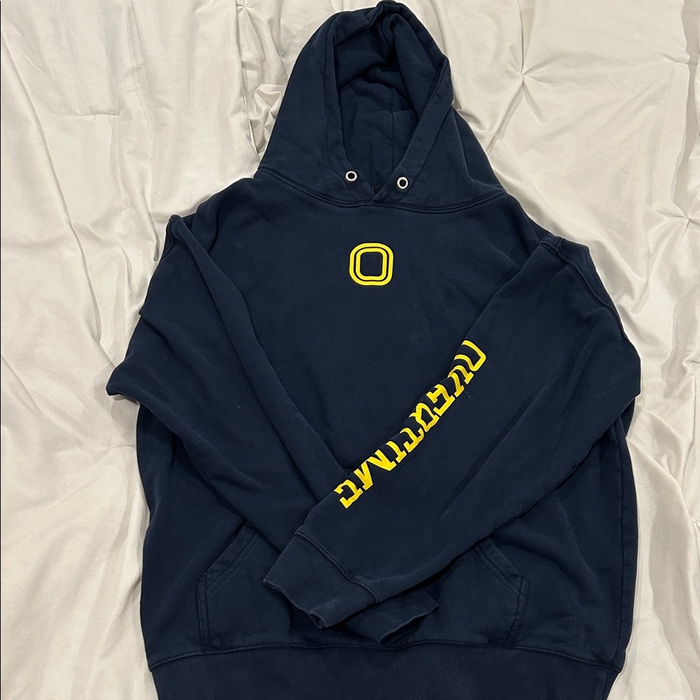 Navy Blue Hoodie with Yellow Accents